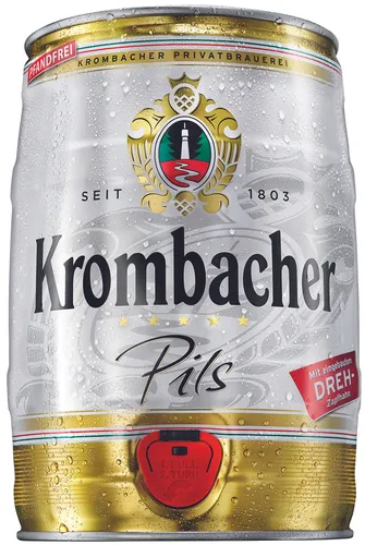Krombacher große Dosen 10 Liter Party-Paket - 2 x 5 Liter Dosen Lagerbier aus Deutschland, ideal für Feiern mit einem Alkoholgehalt von 4,1-5% und erfrischendem Geschmack.