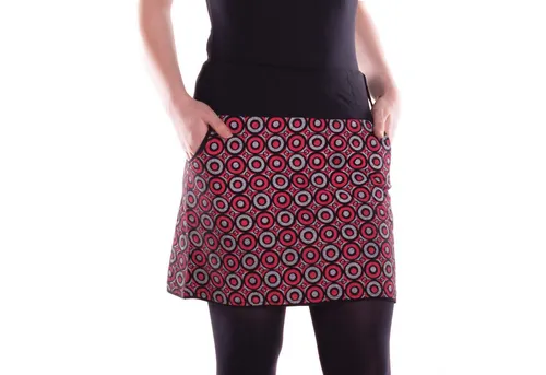 Vishes Damen Minirock aus 100% Baumwolle mit Kreise-Druck - Stylischer Minirock in A-Linie mit elastischem Bund und praktischen Seitentaschen. Ideal für lässige Outfits im Ethno- und Hippie-Stil. Bequem und modisch für jeden Anlass.