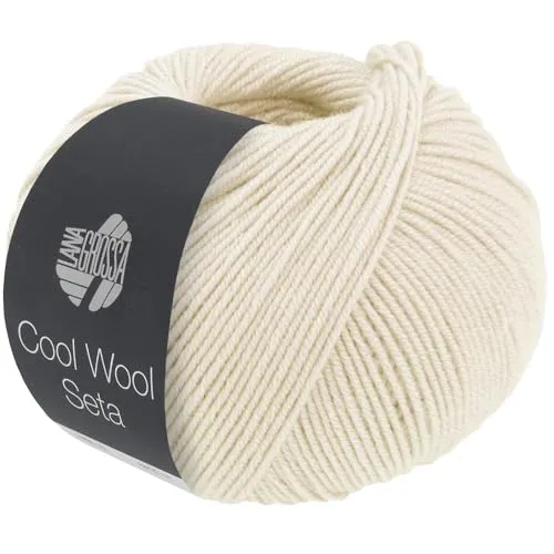 LANA GROSSA Cool Wool Seta | Cool Wool Klassiker mit Seidenanteil | Handstrickgarn aus 80% Schurwolle (Merino extrafein) & 20% Seide | 50g Wolle zum Stricken & Häkeln | 160m Garn FB 1