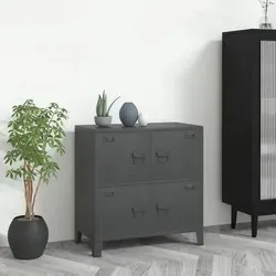 vidaXL Aufbewahrungstruhe Industrial Anthrazit 75x40x80 cm - Büroschränke mit 1 Einlegeboden und Namensschildhaltern, ideal zur ordentlichen Aufbewahrung und Sortierung von Akten im angesagten Industrial Style.