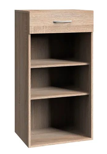Bücherregal Multiraumkonzept 80x40x98cm Eiche sägerau - Modernes Standregal mit 3 Regalfächern und praktischen Schubfächern, ideal für Wohnzimmer, Schlafzimmer oder Arbeitszimmer. Hochwertige Eiche sägerau für stilvolle Aufbewahrung.