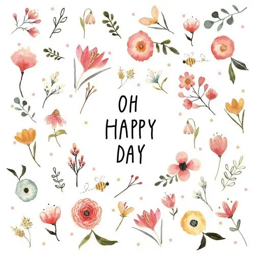 Servietten Oh Happy Day - Happy Day um Blümchen 33x33cm 20