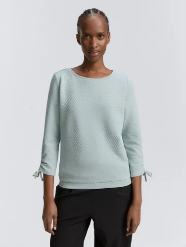 TOM TAILOR Denim Damen Sweatshirt - Stylisches Sweatshirt für Damen mit Schnürung am Ärmelsaum, perfekt für individuelle Anpassung; aus pflegeleichter Baumwoll-Polyester Mischung für hohen Tragekomfort.