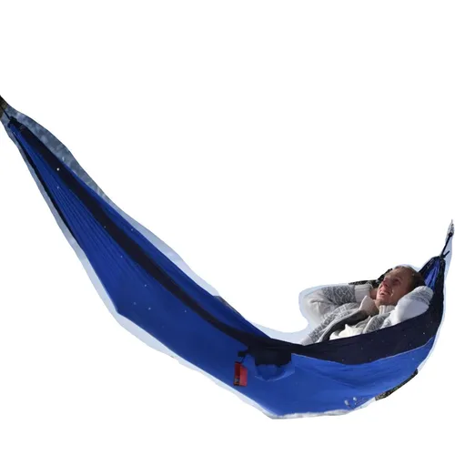 Ticket To The Moon Doppel Outdoor Reisehängematte blau-Königsblau - Wetterfeste mobile Hängematte aus robustem Nylon, ideal für entspannte Momente in der Natur. Vollständig montiert und sofort einsatzbereit!