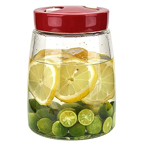 wandeli Einmachglas mit breiter Öffnung, 1,4 l, Gärglas mit manuellem automatischem Luftablassventil für die Herstellung von Kimchi-Gurken, Sauerkraut-Joghurt, Konservierung
