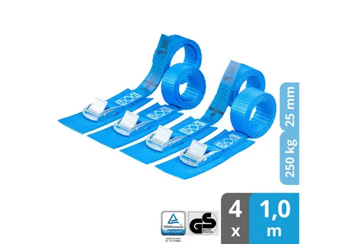 valonic Spanngurt Spanngurte Klemmschloss SG-505 (4 Stück) in blau von valonic