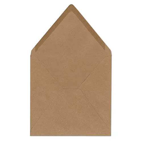 Quadratische Brief-umschläge Kraft-papier Vintage Braun Recycling - 14 x 14 cm - 120 g/m² Nassklebung ohne Fenster - Marke Glüxx-Agent 25