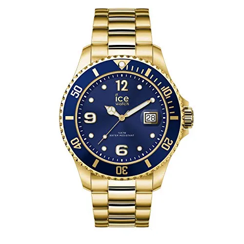 Ice-Watch ICE 016762 Steel Gold Blue Herrenuhr - Elegante Armbanduhr für Herren mit einem mattierten und glänzenden Edelstahlgehäuse, 100 m wasserdicht und stilvollem blauen Zifferblatt. Ideal für sportliche und lässige Anlässe.