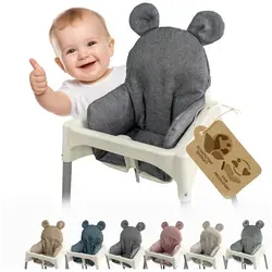 BambiniWelt by Rafael K. Hochstuhlauflage Sitzbezug Kissen Ersatzbezug kompatibel mit Ikea Hochstuhl Antilop M2, weich, waschbar, langlebig grau