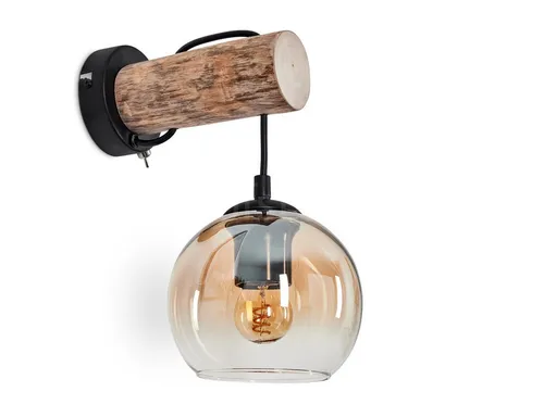 hofstein Wandleuchte moderne Wandlampe aus Holz/Metall/Glas - Elegante Wandleuchte im modernen Retro-Design, aus hochwertigen Materialien gefertigt. Ideal für Esszimmer, Flur oder Wohnzimmer. Austauschbares Leuchtmittel für individuelle Lichtgestaltung.