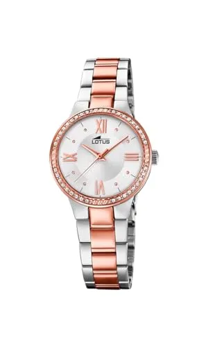 Lotus Damen Uhr Analoge aus Edelstahl 316L Silber - Quarzwerk - Mineralglas Hochresistent - 5 ATM Wasserdicht - Special Prices 18392/2