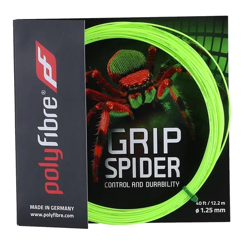 Polyfibre Tennissaite Grip Spider (Haltbarkeit+Kontrolle) limegrün 12m Set, Saitendicke: 1.20