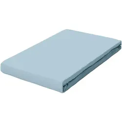 Schlafgut Topper-Spannbetttuch Pure, Hellblau - Bettlaken in Hellblau, bügelfrei und klimaregulierend, ideal für allergikerfreundlichen Schlafkomfort, passt auf gängige Topper (140-160 x 200-220 cm)