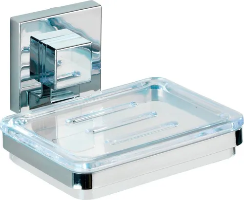 Wenko Seifenschale Quadro 22681100 - Innovative Wandmontage ohne Bohren - Seifenschalen aus Kunststoff, ideal für hygienische Aufbewahrung von Seifenstücken, mit Vacuum-Loc für einfachen und sicheren Halt ohne Bohren.