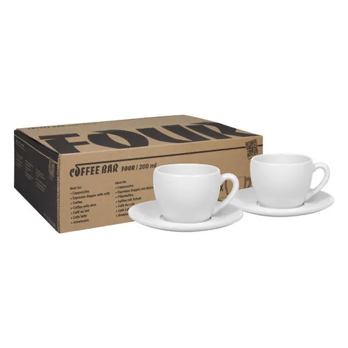 Könitz Capuccinotassen 2er Set Coffee Bar FOUR Tasse Porzellan Weiß 200 ml
