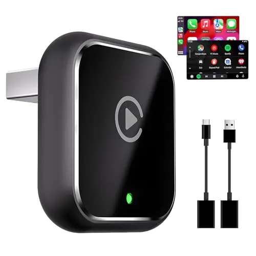 Mynoveex 2025 Upgrade 2 in 1 Wired auf Wireless Adapter for Apple CarPlay/Android Auto, Plug & Play, Automatische Wiederverbindung, Mini & Stabiler T-Design für 927+ Cars(Excludes BMW& Tesla) - Grau