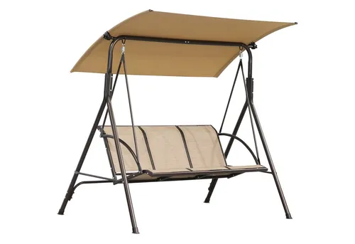 Angel Living Hollywoodschaukel 3-Sitzer mit Sonnenschutz - Robuste Gartenschaukel aus Stahl mit verstellbarem Dach für optimalen Sonnenschutz. Bietet Platz für bis zu 3 Personen und hält bis zu 220 kg. Ideal für entspannte Stunden im Garten.