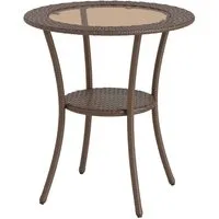 Produktbild Costway Gartentisch Rattan 64x64 cm mit Glasplatte