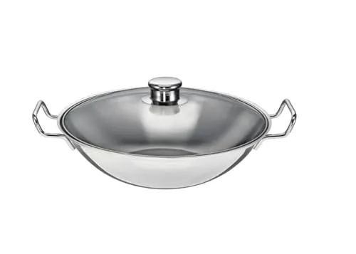 Schulte-Ufer 6659-36 i Wok BO-lang 36 cm aus Edelstahl - Pfannen mit hochwertigem Edelstahl, inkl. Zubehör für müheloses Kochen und Braten, ideal für kreative Küchenchefs.