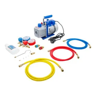 BGS Vakuumpumpe / Unterdruckpumpe 1-stufig - 74263 - Druckluftzubehör für Klimaanlagen, robustes Aluminiumgehäuse und hohe Durchflussrate von 57 l/min für effiziente Vakuumverpackungen.