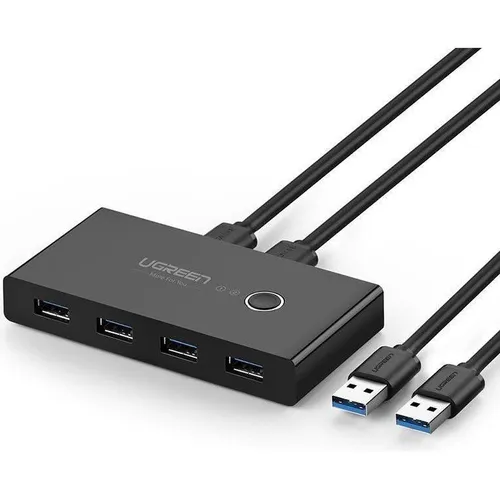 UGREEN Schaltkasten HUB 4x USB 3.0 für zwei Computer, schwarz