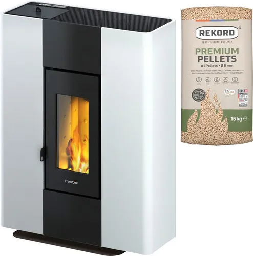 Freepoint Pelletofen Roxy 7 kW – Modernes Heizen mit Stil - Pelletöfen, umweltfreundlich und effizient, mit 7 kW Heizleistung und Fernbedienung für maximalen Komfort. Ideal für Räume bis 168 m³, modernes Design aus Stahl.