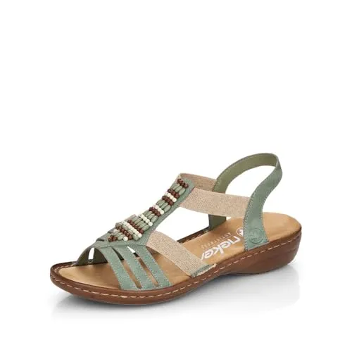 Rieker Pantolette grün 36 EU - Wanderschuhe, bequeme Pantolette in grün mit 3,5 cm Absatzhöhe, ideal für entspannte Sommertage und leichte Wanderungen.