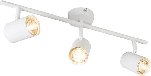 Qazqa - Moderner 3-flammiger Deckenstrahler Jeana I - Wandspots für stilvolle Innenbeleuchtung, dimmbar und ideal für Wohnzimmer oder Schlafzimmer. Verstellbare Spots aus Stahl in modernem Weiß, GU10 Fassung.