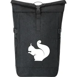 Huuraa Kurierrucksack Eichhörnchen Silhouette 30-44 Liter Black Melange Fairtrade Rolltop Rucksack Geschenkidee - Schwarz