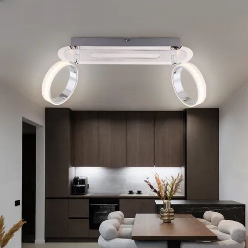 Deckenlampe Deckenstrahler Schlafzimmerlampe LED Ring Spotlampe chrom B 35 cm