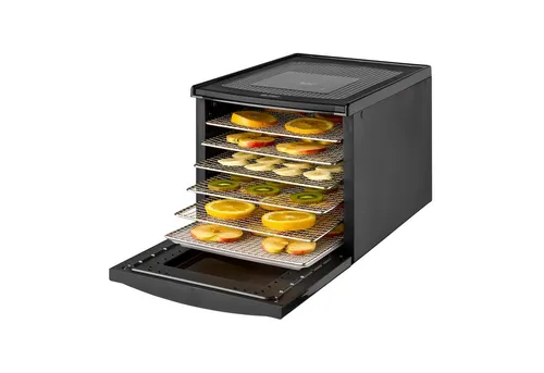 TZS FIRST AUSTRIA Dörrautomat mit 6 Etagen - Dörrautomat für Obst, Kräuter, Pilze & Fleisch, digital mit 24h-Timer und Temperaturregler von 35-70°C, aus Edelstahl, BPA-frei für gesunde Snacks.