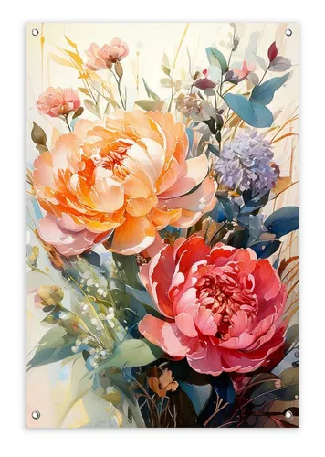 artissimo Garten-Poster Vintage Blumen 60x90cm - Wetterfestes Vintage Garten-Poster 60x90 cm – bringt nostalgischen Charme in Ihren Außenbereich. Ideal für Garten, Terrasse und Balkon mit romantischem Blumenmotiv in sanften Farben. Ein Blickfang für stilvolle Outdoor-Dekoration.