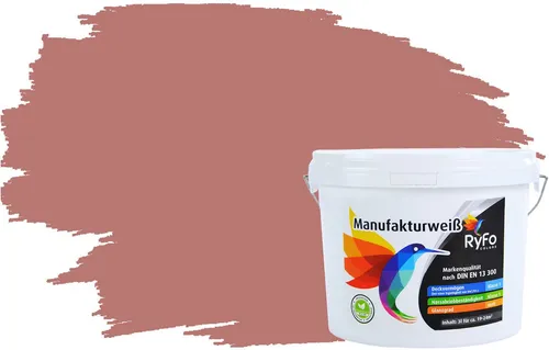 RyFo Colors Wand- und Deckenfarbe Manufakturweiß Rottöne, 1 L - Hochwertige Premium-Dispersionsfarbe - Die RyFo Colors Manufakturweiß Rottöne bietet eine hohe Ergiebigkeit von ca. 8 m² pro Liter und überzeugt durch brillante Farbtiefe sowie eine matte, atmungsaktive Oberfläche. Ideal für stilvolle Akzente in Innenräumen.