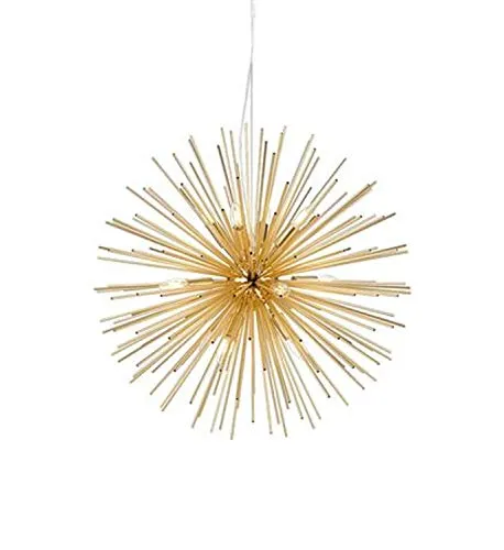 Gold Glamour Pendelleuchte SOLEIL - Moderne Hängelampe mit 12 E14-Fassungen, ideal für stilvolle Innenräume. Hochwertige Stahlkonstruktion und glamouröses Design für jeden Raum.