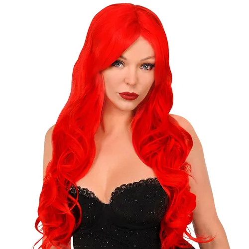 Extra Lange Rote Cosplay Perücke Damenperücke Femme Fatal Teufelin Dämonin