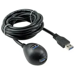 InLine® USB 3.2 Gen.1 Verl., USB A Stecker / Buchse, schwarz, mit Standfuß, 2m Kabel USB & USB 3.2