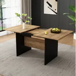 Table Extensible Mdf Schwarz & Dunkelwalnuss 140/180x80 Cm, Rechteckiger Esstisch Für 4-6 Personen
