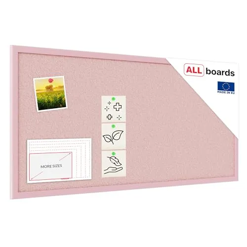 ALLboards Pinnwand mit Pink Holz Rahmen 80x40cm Korktafel Korkwand Pinnwand Kork