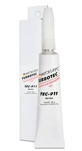 Microtec® Turbotec-911 Sekundenkleber Gel | 20g | Industriekleber für den Haushalt | Extra starker und zähflüssiger Kleber, der das Abtropfen verhindert | wasserfest, hitze- und kältebeständig