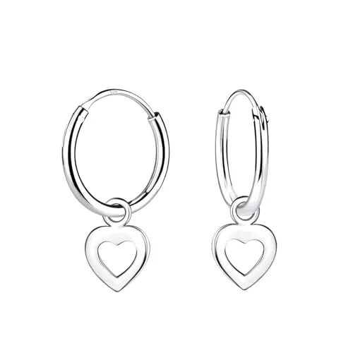 Monkimau - Herz Creolen Kinder und Mädchen - Ohrringe, Ohrstecker, Ohrschmuck - aus 925 Sterling Silber, Sterling Silber - hypoallergen & nickelfrei - für Kinder und Mädchen - handgefertigt