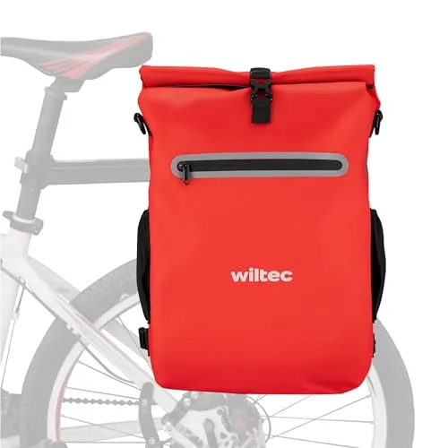 Wiltec Gepäckträgertasche rot, Fahrradtasche Rucksack 20 l Stauraum, Gepäcktasche mit Laptopfach, wasserresistente Fahrrad Tasche