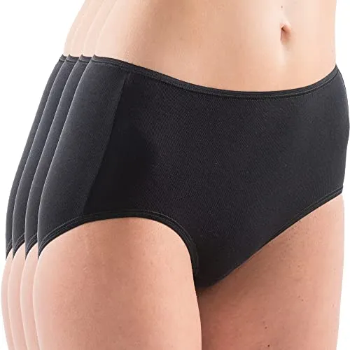 HERMKO 1150 4er Pack Damen Maxi-Slip mit elastischen Abschlüssen aus 100% Bio-Baumwolle, Farbe:schwarz, Größe:52/54 (XXL)