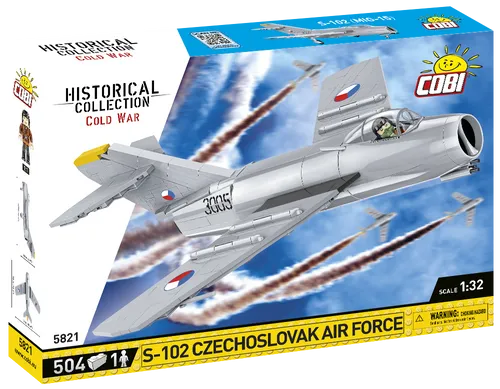 Cobi 5821 S-102 Czechoslovak Air Force Bausatz - Konstruktionsspielzeug Komplette Sets & Packs, detailgetreuer 1:32 Bausatz für Flugzeugliebhaber und Geschichtsinteressierte.