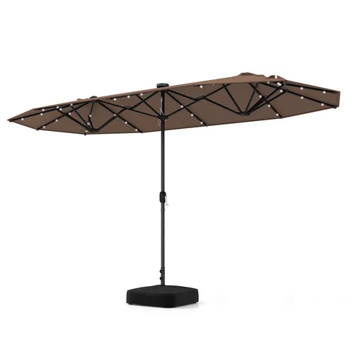 COSTWAY Doppelsonnenschirm 400x200cm mit LED und Kurbel - Großer Sonnenschirm für Garten und Terrasse mit 400x200 cm, ausgestattet mit 36 LEDs für stimmungsvolle Beleuchtung. Robustes, wetterfestes Material sorgt für langanhaltenden Schutz und Komfort im Freien.