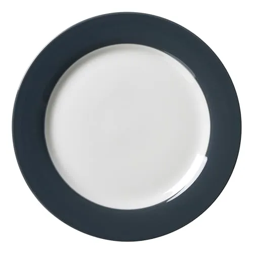 Ritzenhoff & Breker Doppio Speiseteller ø 27 cm, Anthrazit, 1 Stück, Teller flach mit farbigem Rand, Porzellan
