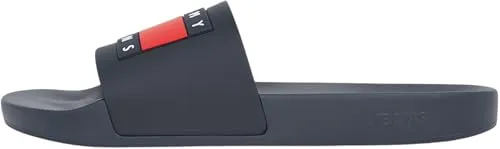 Tommy Hilfiger Pantoletten für Herren, Größe 42, Dunkelblau - Herren-Hausschuhe von Tommy Hilfiger mit ergonomischer Decksohle und rutschhemmender Laufsohle – ideal für Komfort und Sicherheit zu Hause.