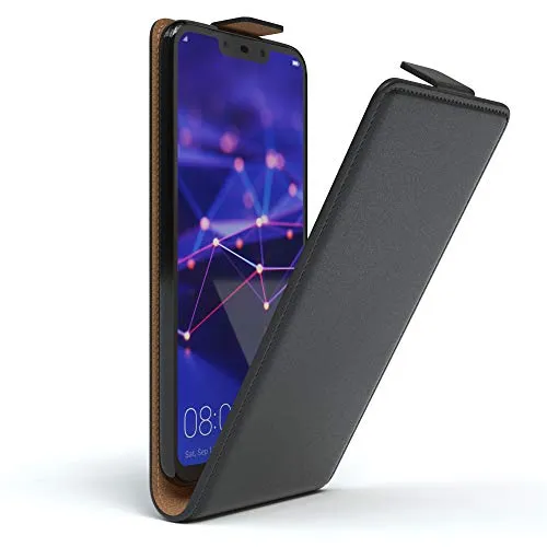 EAZY CASE Hülle kompatibel mit Huawei Mate 20 Lite Hülle Flip Cover zum Aufklappen, Handyhülle aufklappbar, Schutzhülle, Flipcover, Flipcase, Flipstyle Case vertikal klappbar, aus Kunstleder, Schwarz