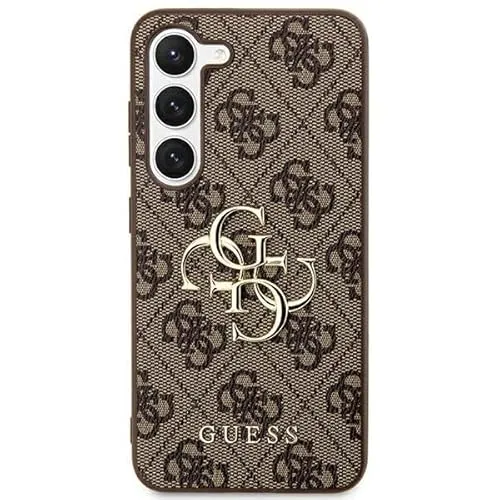 CG MOBILE Guess 4G Big Metal Logo Hülle für Samsung Galaxy S24 (Braun) - Stylische Handyhülle in Braun mit großem Metall-Logo, schützt Ihr Samsung Galaxy S24 und verleiht ihm ein elegantes Design.