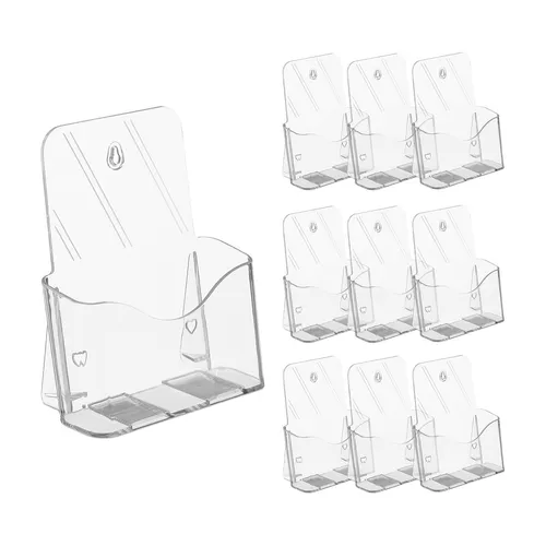 Prospektständer 10 Stück - Transparente Broschürenhalter - Praktischer Prospektständer aus Acryl, ideal für die Präsentation von Flyern und Broschüren, perfekt für Büros und Verkaufsräume.