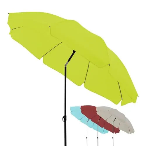 derby Sonnenschirm 196 cm in apfelgrün – Windstabiler Strandschirm für Balkon und Garten - Entspannen Sie im Schatten mit dem derby Sonnenschirm! Ideal für Balkon, Garten oder Strand. Mit praktischem Schieber und knickbarem Gelenk für individuellen Sonnenschutz. Robustes Design für dauerhaften Einsatz.
